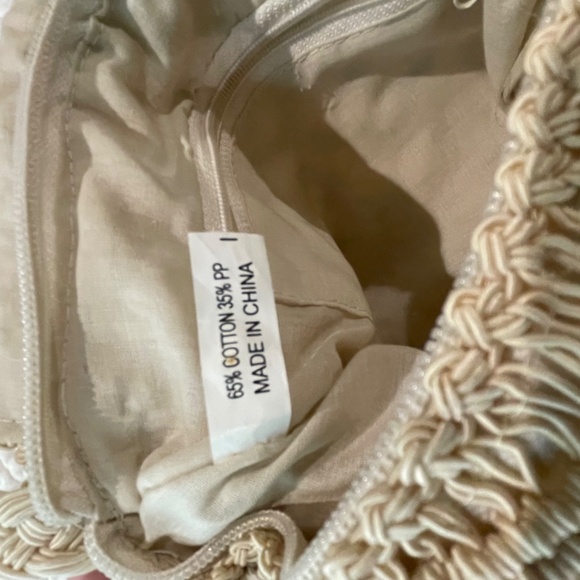 Macrame Ivory Crossbody Purse with Fringe - Picture 7 of 9